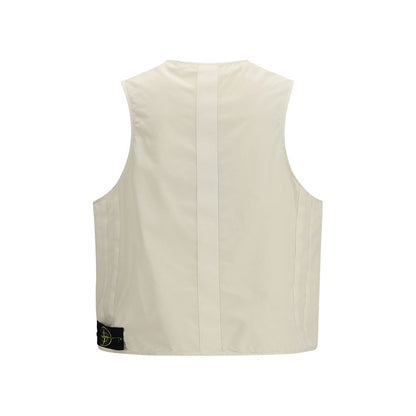 Beige Cotton Sleveless Jacket