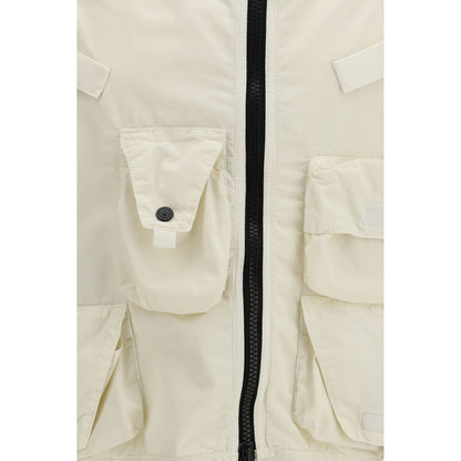 Beige Cotton Sleveless Jacket