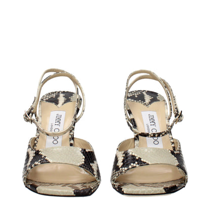 Multicolor Leather Stiletto Heel Sandals