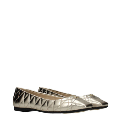 Gold Leather Ballet Flats