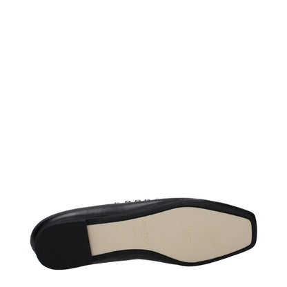 Black Leather Ballet Flats