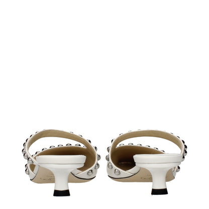 White Leather Flat Sandals