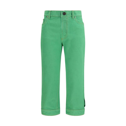 Bicolor Cotton Cropped Jeans