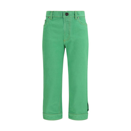 Bicolor Cotton Cropped Jeans