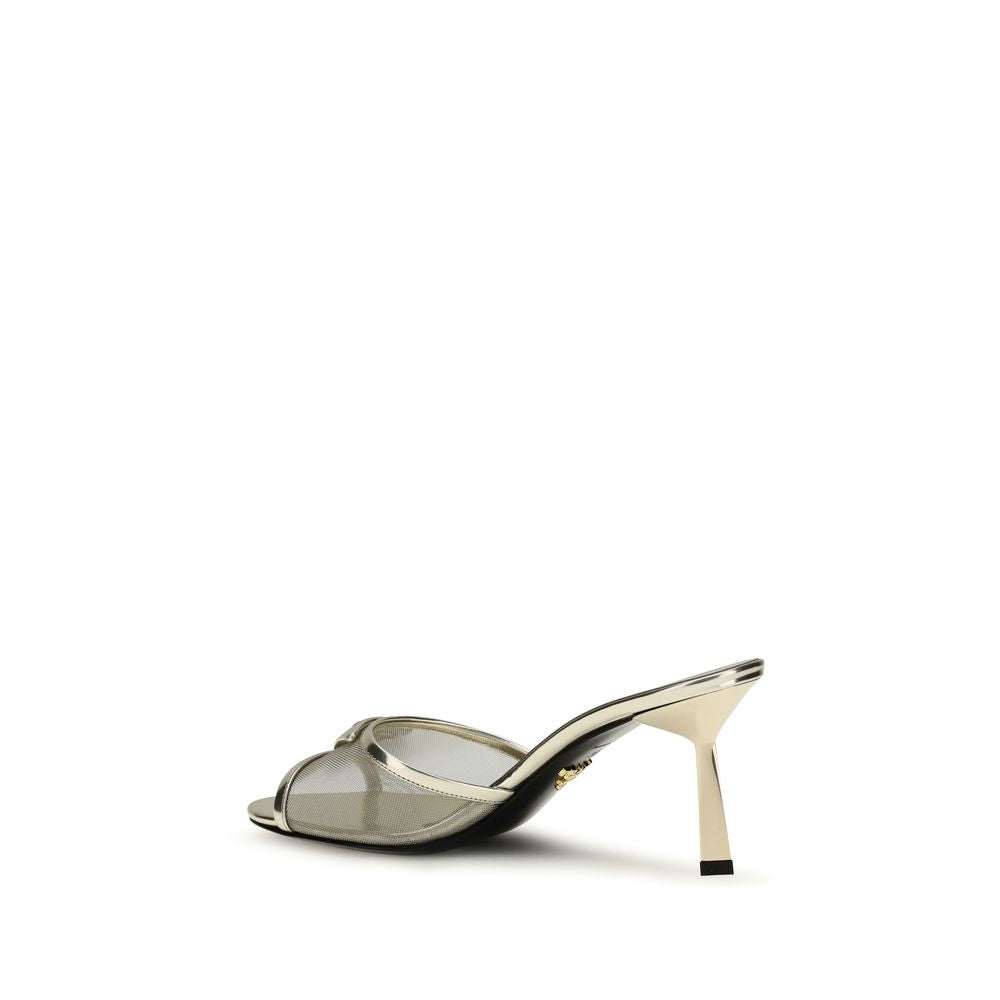 Silver Calf Leather Bos Taurus Stiletto Heel Sandals