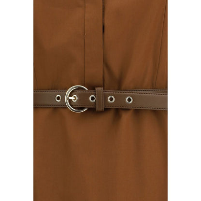 Brown Cotton Casual Dress