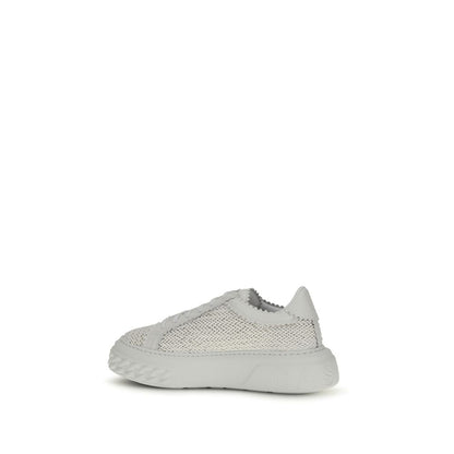 White Calf Leather Bos Taurus Chunky Sneakers