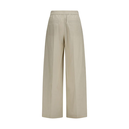 Beige Cotton Casual Pants