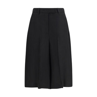 Black Viscose Bermuda Shorts