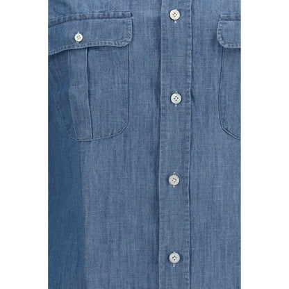 Blue Cotton Dress Shirt