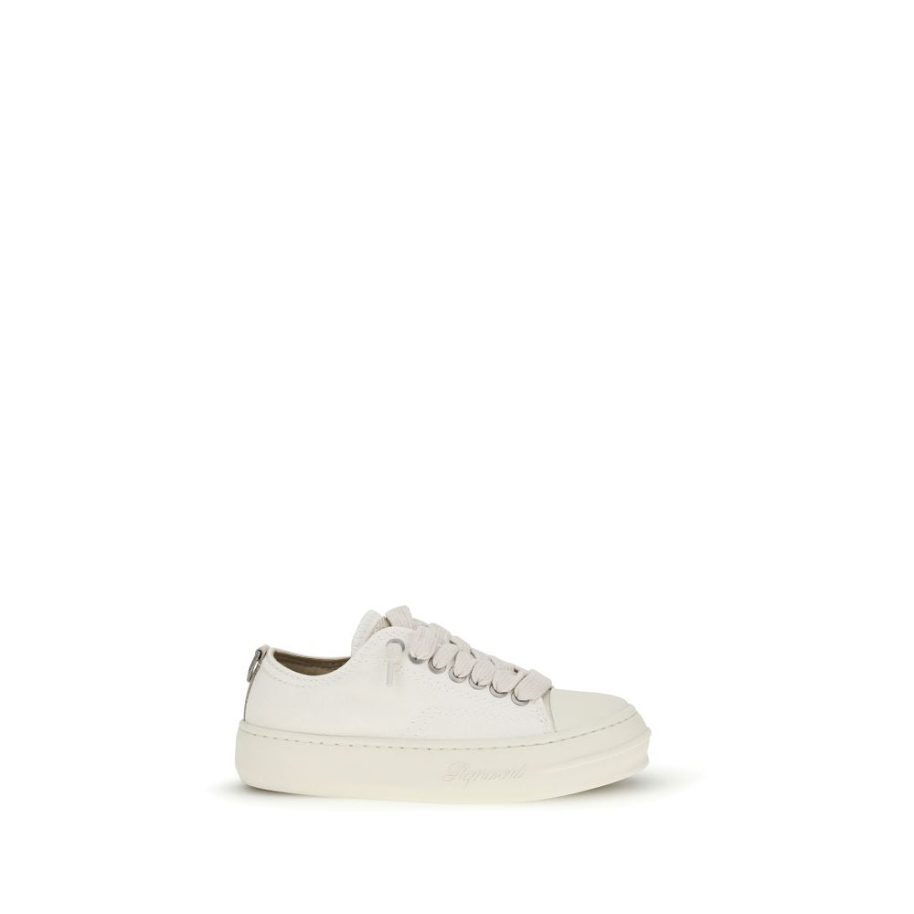 White Cotton Low Top Sneakers