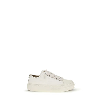 White Cotton Low Top Sneakers