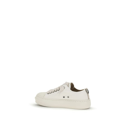 White Cotton Low Top Sneakers