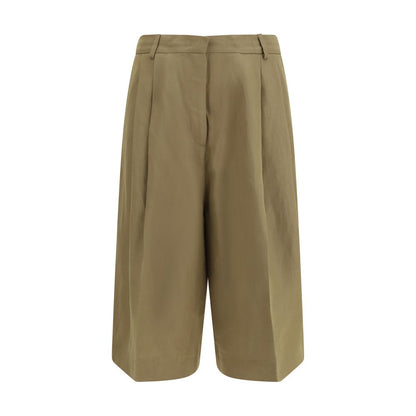 Beige Viscose Cropped Pants