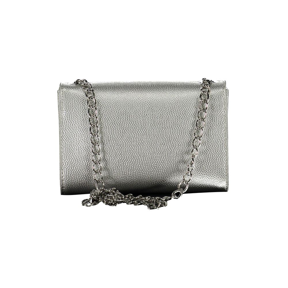 Silver Polyurethane Women Bag