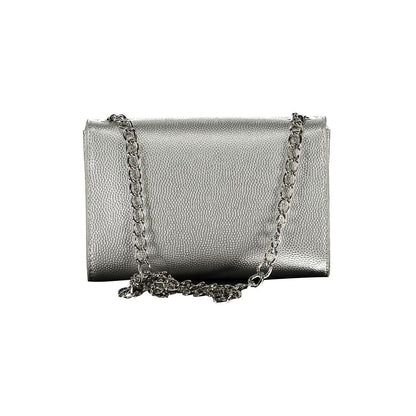 Silver Polyurethane Women Bag