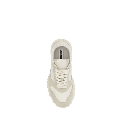 Beige Calf Leather Bos Taurus Platform Sneakers