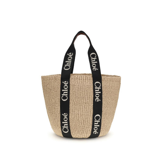 Beige Raffia Backet Bag