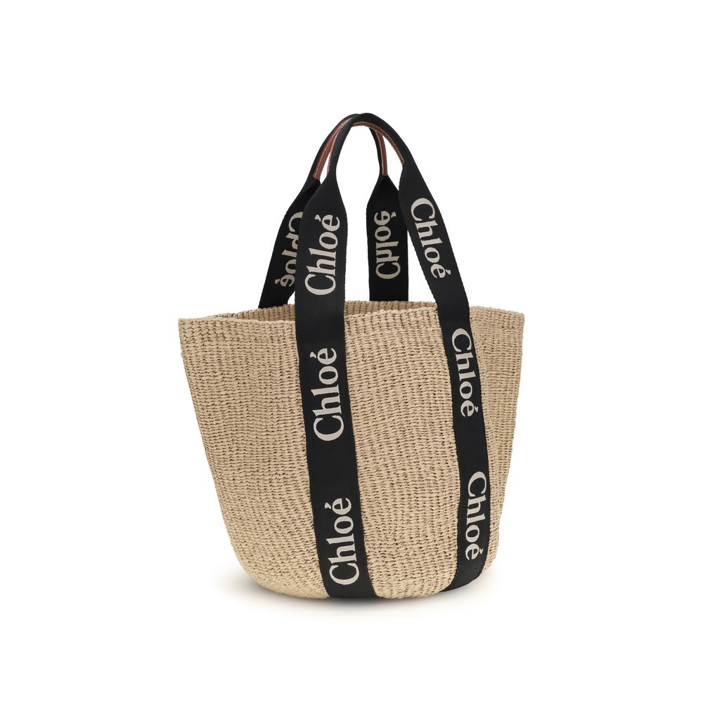 Beige Raffia Backet Bag