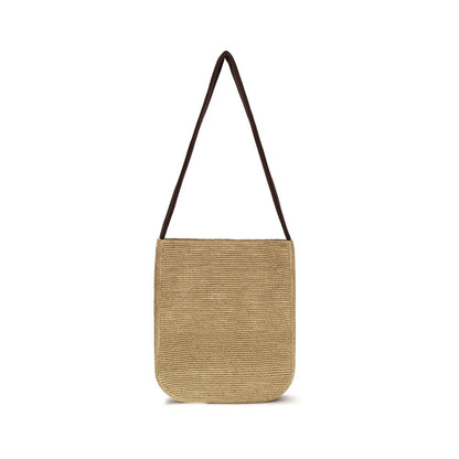 Beige Raffia Shoulder Bag