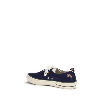 Blue Cotton Low Top Sneakers
