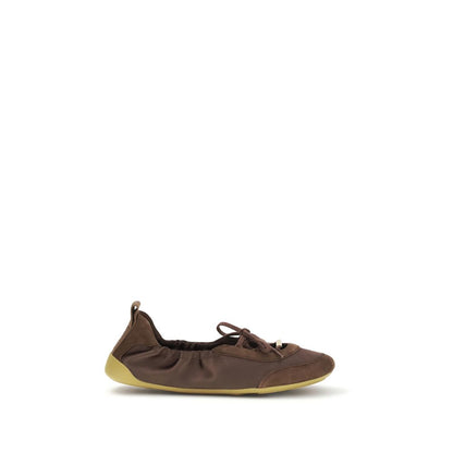 Brown Polyester Ballet Flats