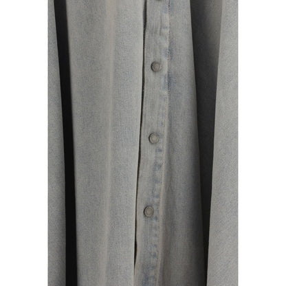 Blue Cotton Midi Skirt