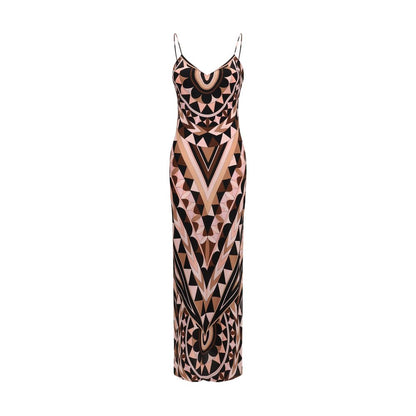 Multicolor Silk Long Dress
