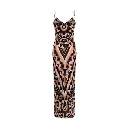 Multicolor Silk Long Dress