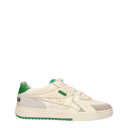 Beige Leather Low Top Sneakers