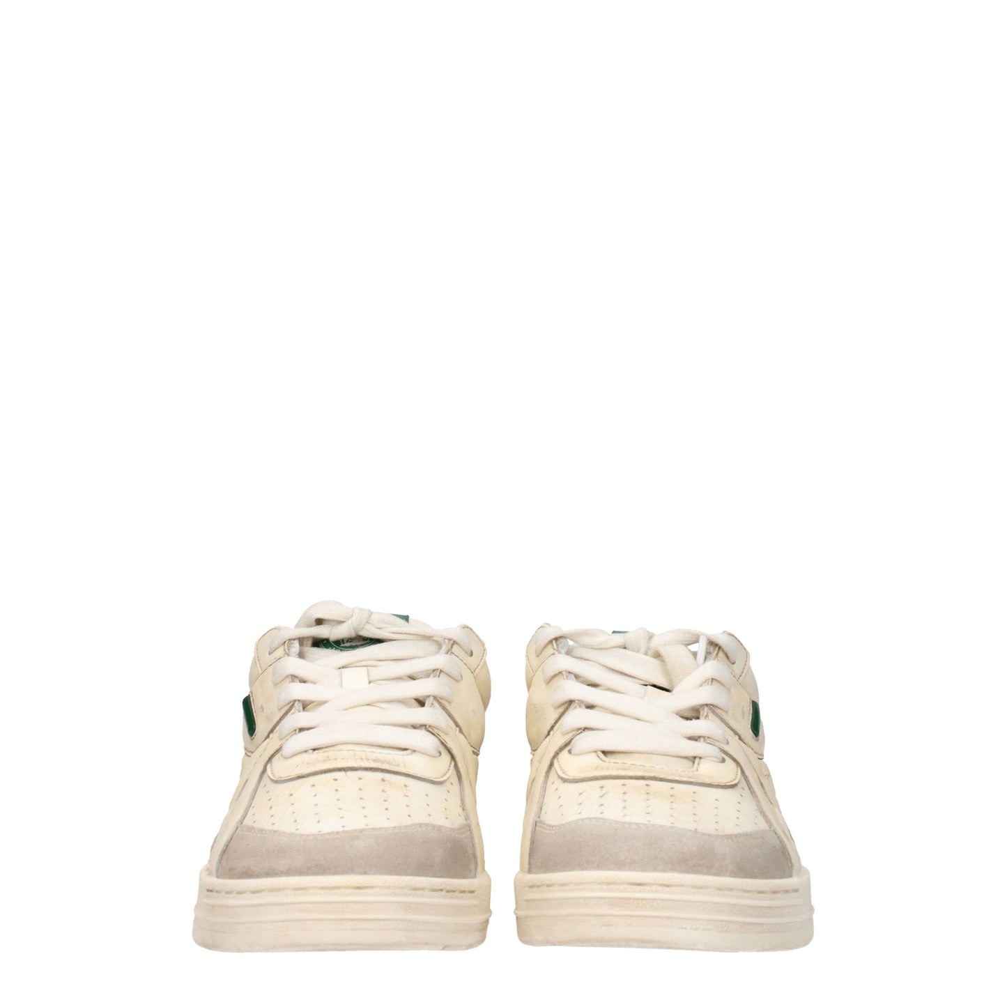 Beige Leather Low Top Sneakers