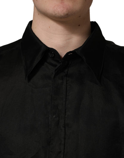 Black Ruffle Detail Semi Sheer Shirt Jacket