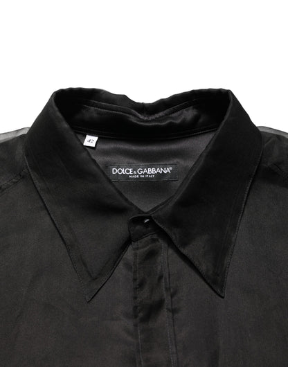 Black Ruffle Detail Semi Sheer Shirt Jacket