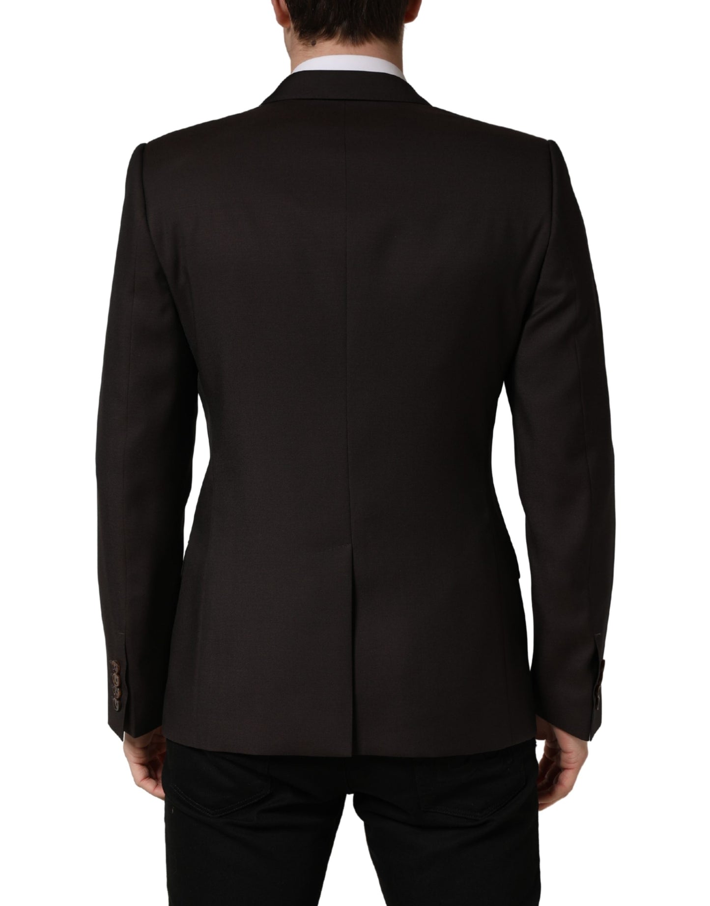 Dark Violet Wool Double Breasted Suit Jacket