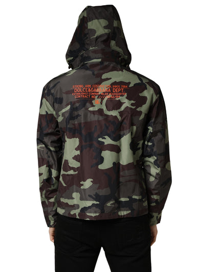 Multicolor Camouflage Hooded Bomber Jacket