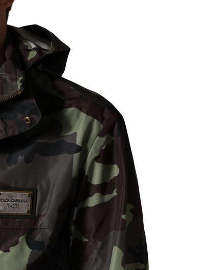 Multicolor Camouflage Hooded Bomber Jacket