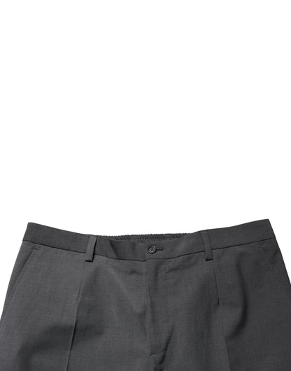 Dark Gray Wool Cropped Chino Trouser Pants