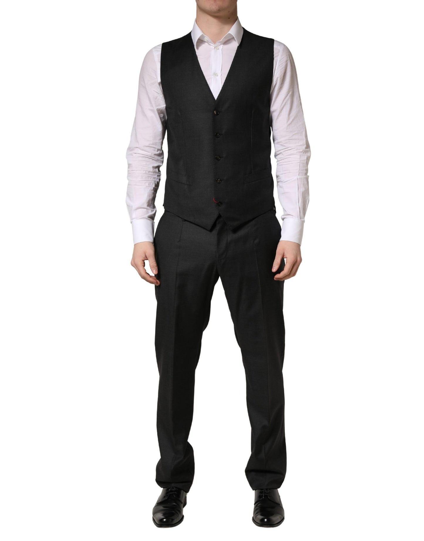 Black Wool Slim Fit Formal 3 Piece Men Suit