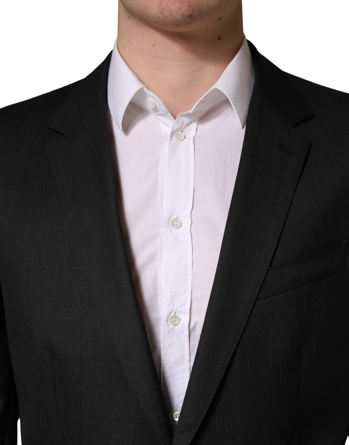 Black Wool 2 Buttons Formal 2 Piece Suit