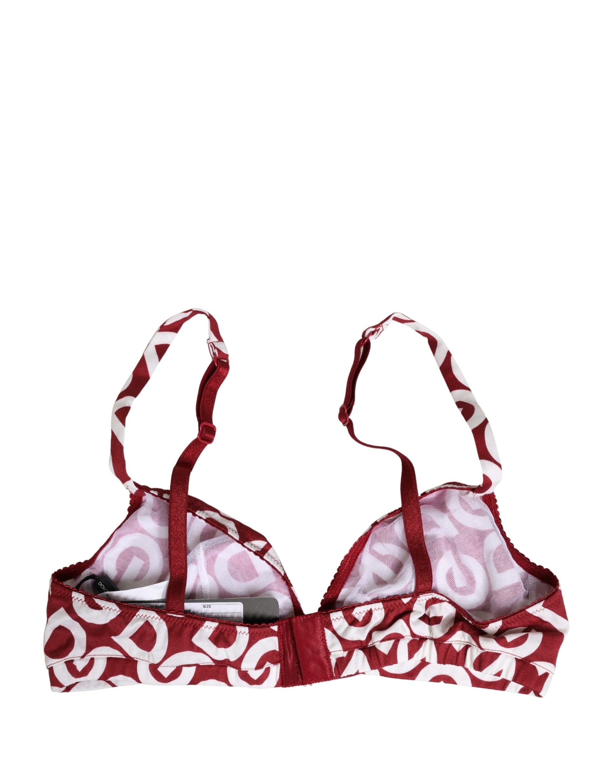 Red Logo Monogram Cotton Soft Cup Bra Underwear