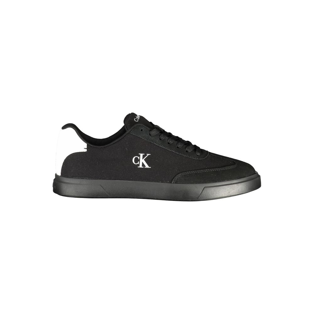 Black Polyester Athletic Sneakers