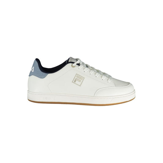 White Polyester Athletic Sneakers