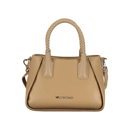 Beige Polyurethane Women's Bag with Handles and Shoulder Strap