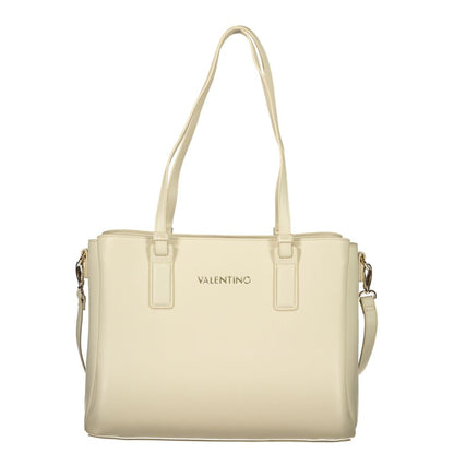 Beige Poliuretano Women's Bag with Adjustable Strap and Pockets
