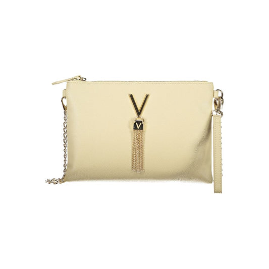 Beige Polyurethane Women's Bag with Removable Chain Shoulder Strap