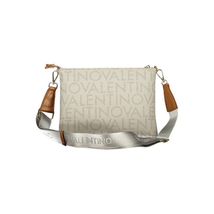 Beige Polyurethane Women's Bag with Zip Closure and Strap