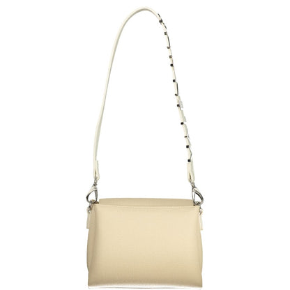 Beige Polyurethane Women Bag
