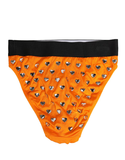 Orange Crystal High Waist Brief Panty Underwear