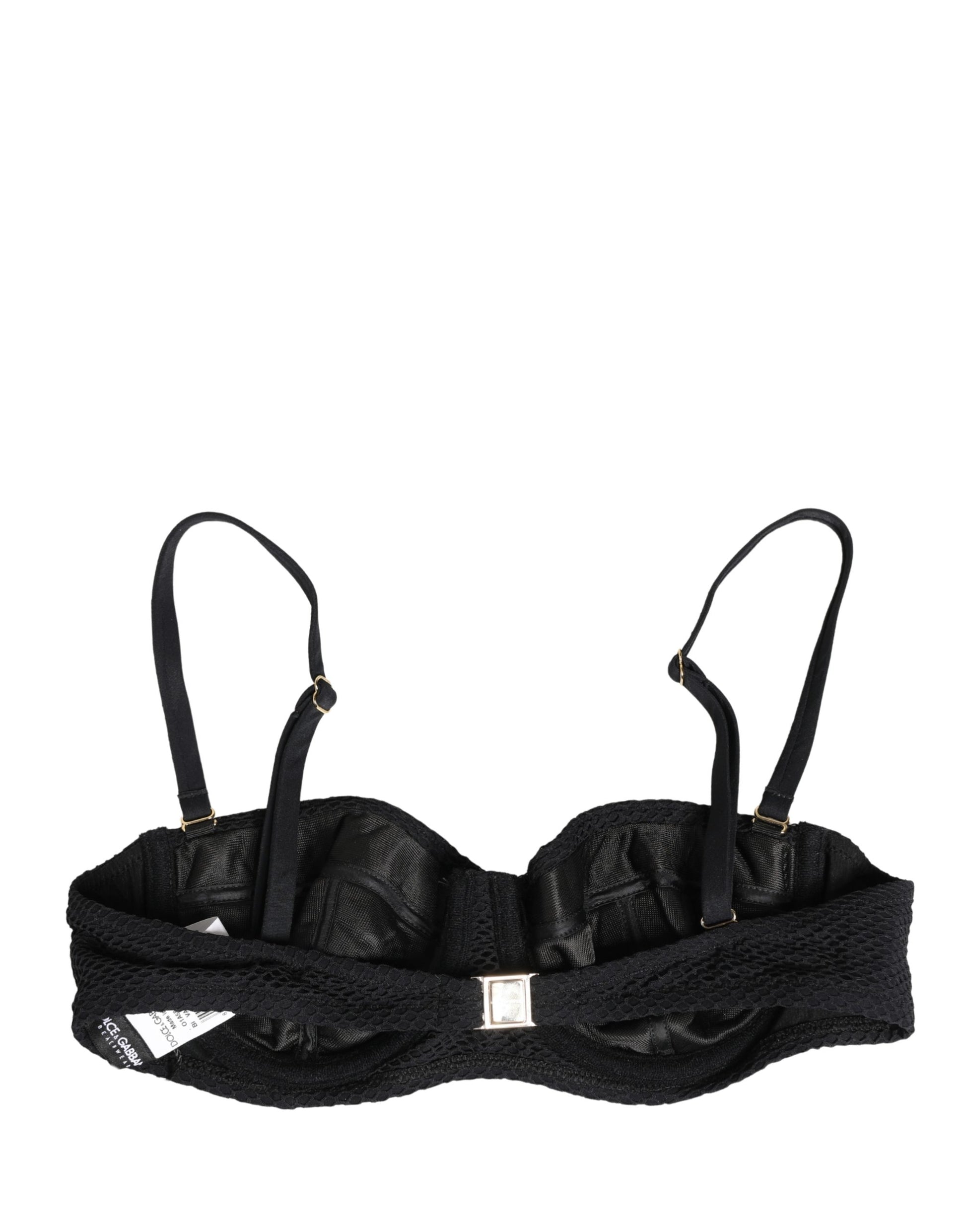 Black Nylon Padded Balconnet Brassiere Underwear