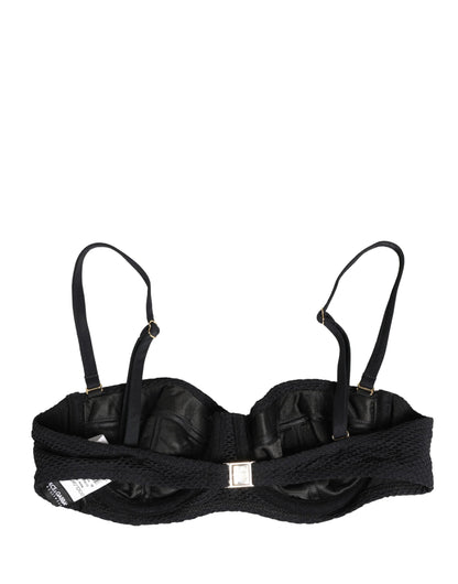 Black Nylon Padded Balconnet Brassiere Underwear